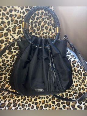 Dana Buchman Mika Ring Satchel- Black w/Silver accents- Excellent Condition!